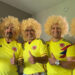 Steven Sánchez, along with his family all with the wig in honor to Pibe Valderrama, a renowned Colombian player. Photo: Steven Sánchez.