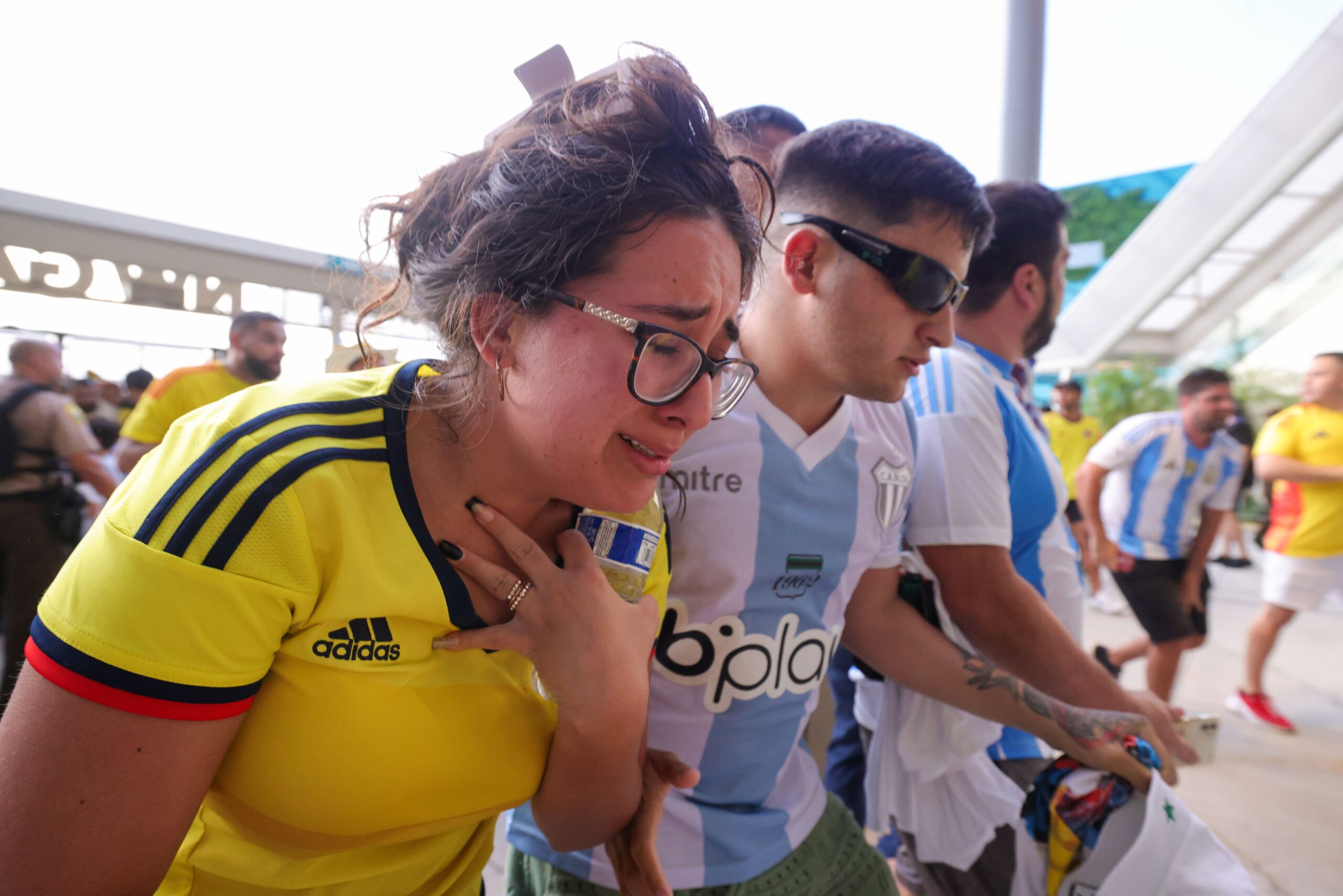 Jul 14, 2024; Miami, FL, USA; fans rush the gates before the Copa America Final match between Argentina and Colombia at Hard Rock Stadium. Mandatory Credit: Nathan Ray Seebeck-USA TODAY Sports