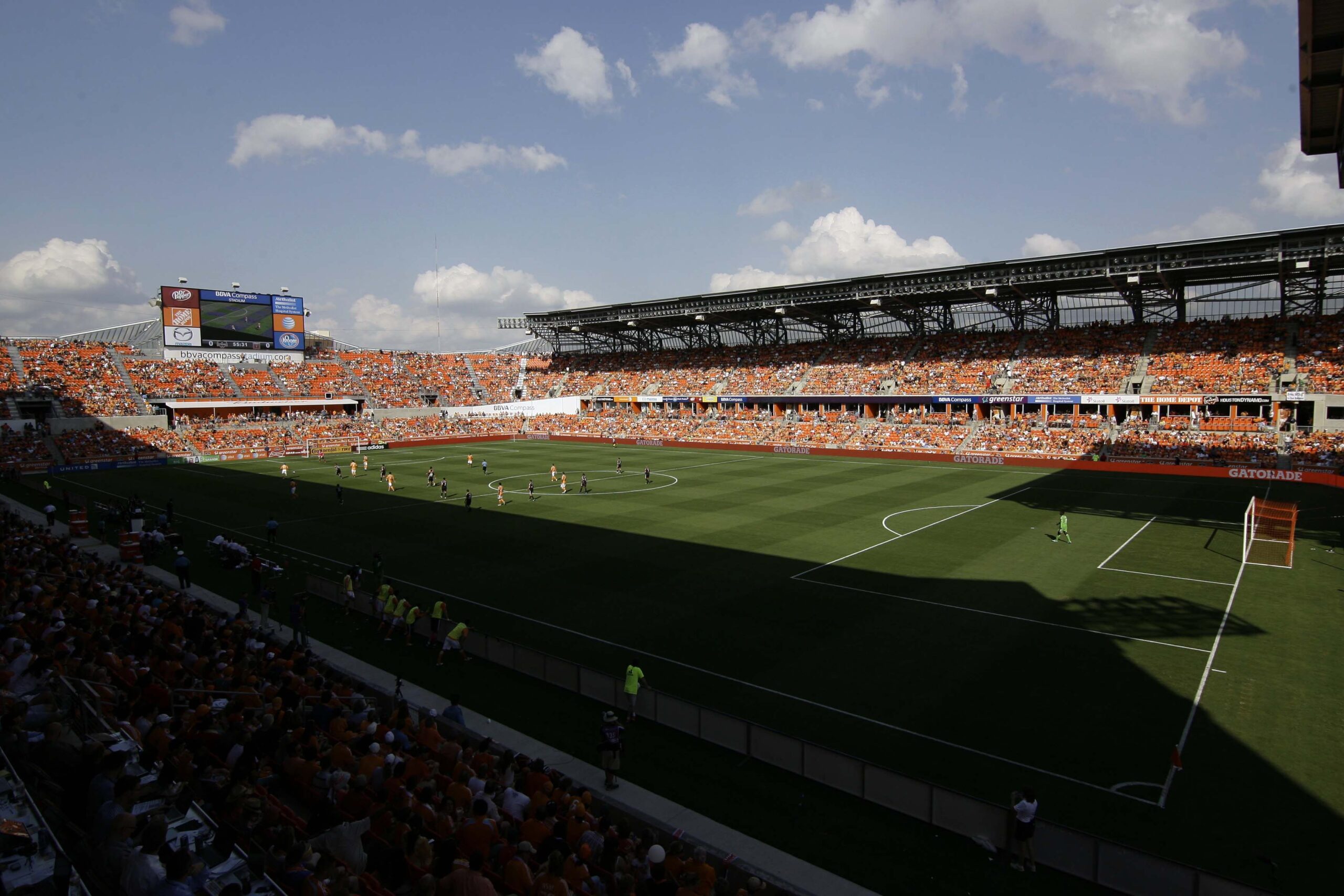 May 12, 2012; Houston, TX, USA; General view of BBVA Compass Stadium during a game between the Houston Dynamo and D.C. United in the second half. Mandatory Credit: Brett Davis-USA TODAY Sports