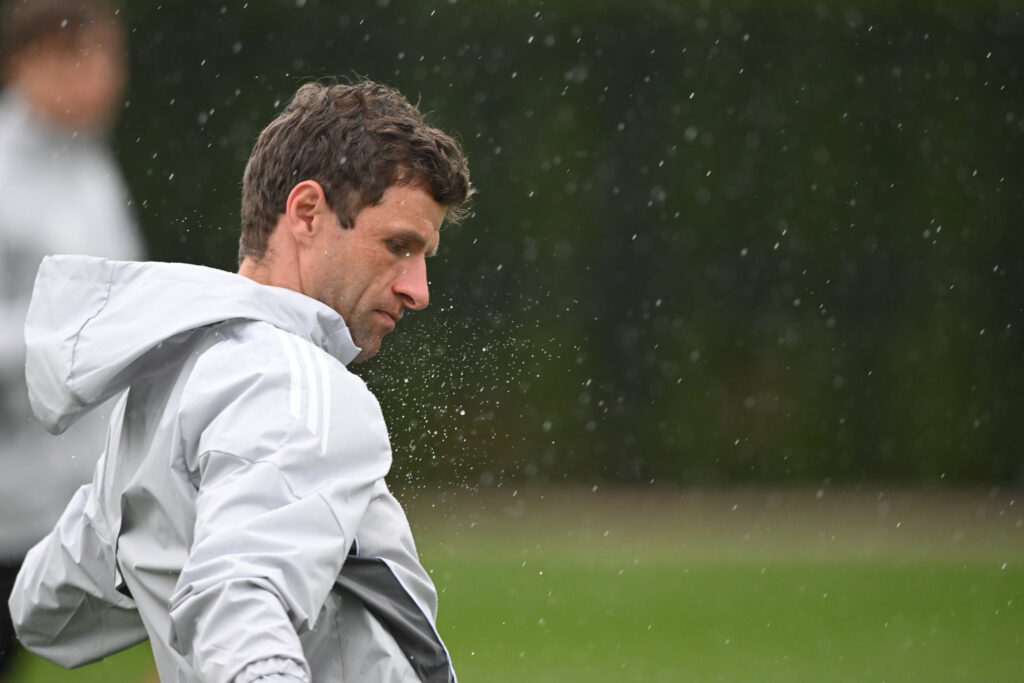 Aug 15, 2025; Vancouver, British Columbia, CAN; Vancouver Whitecaps FC midfielder Thomas Muller (13) practices during for the first training session with the team at National Soccer Development Centre at the University of British Columbia. Mandatory Credit: Anne-Marie Sorvin-Imagn Images