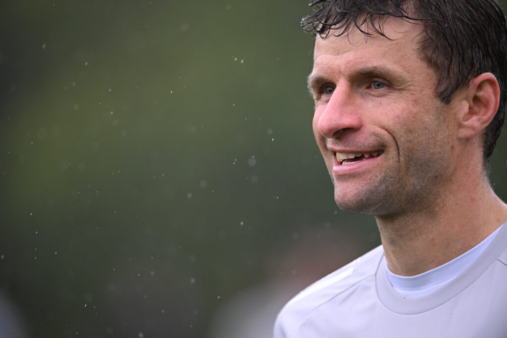 Aug 15, 2025; Vancouver, British Columbia, CAN; Vancouver Whitecaps FC midfielder Thomas Muller (13) practices during for the first training session with the team at National Soccer Development Centre at the University of British Columbia. Mandatory Credit: Anne-Marie Sorvin-Imagn Images