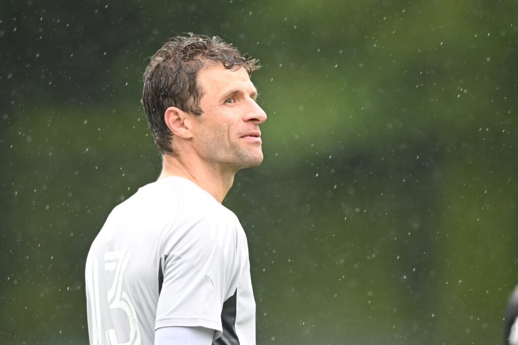 Aug 15, 2025; Vancouver, British Columbia, CAN; Vancouver Whitecaps FC midfielder Thomas Muller (13) practices during for the first training session with the team at National Soccer Development Centre at the University of British Columbia. Mandatory Credit: Anne-Marie Sorvin-Imagn Images
