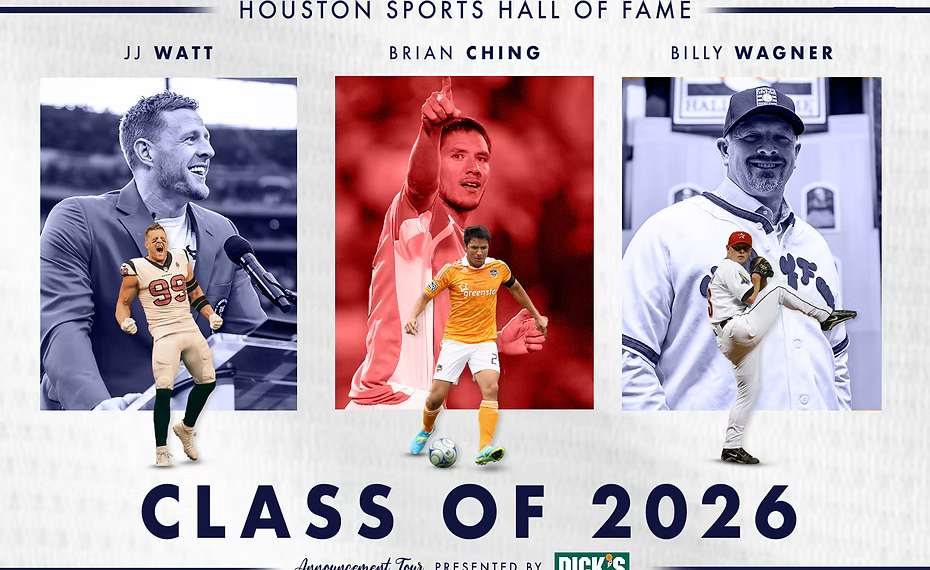 SPORTS AUTHORITY FOUNDATION TO INDUCT BRIAN CHING, BILLY WAGNER, AND JJ WATT INTO HOUSTON SPORTS HALL OF FAME ON OCT. 13