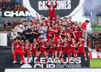 Toluca FC lifts the Leagues Cup 2026 trophy with 2-0 win over C.F. Monterrey at Shell Energy Stadium in Houston
